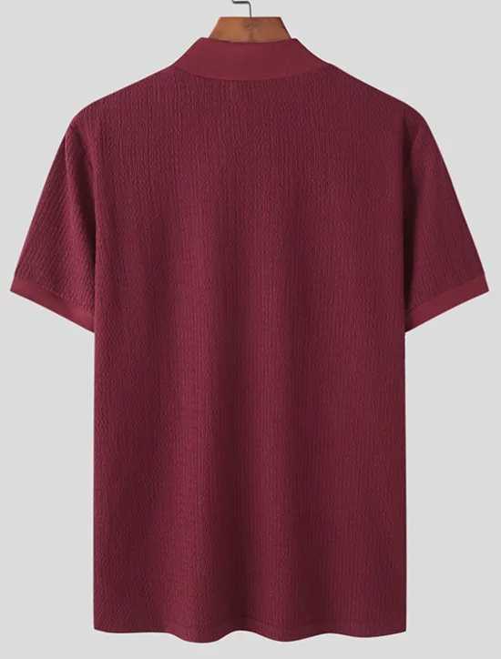Outlet OUKU Men's T Shirt Knit Tee Tee Top Mock Turtleneck Short Sleeves Turtleneck Summer Plain Fashion Designer Basic Knitting Vacation Street Going out Black White Coffee Top Tee for Men