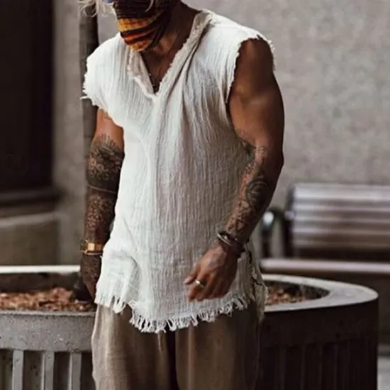 Hot OUKU Men's T Shirt Knit Tee Tee Top Short Sleeves Crew Neck Summer Plain Fashion Designer Basic Knitted Vacation Street Going out Top Tee for Men White