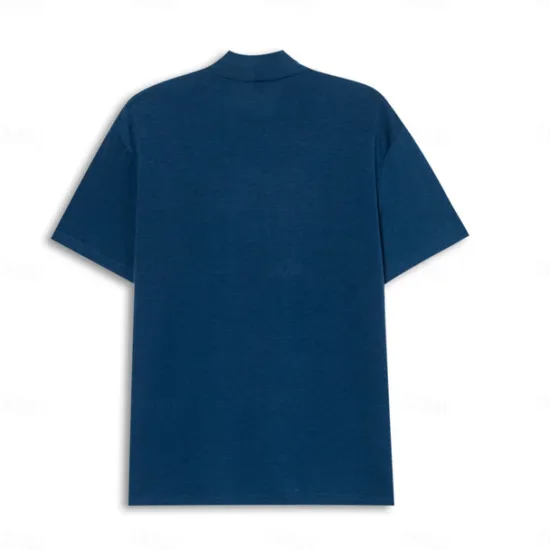 Outlet OUKU Men's T Shirt Mock Turtleneck Short Sleeves Turtleneck Stand Collar Summer Plain Designer Basic Modern Contemporary Vacation Street Going out Black White Blue Top Tee for Men
