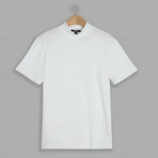 Outlet OUKU Men's T Shirt Mock Turtleneck Short Sleeves Turtleneck Stand Collar Summer Plain Designer Basic Modern Contemporary Vacation Street Going out Black White Blue Top Tee for Men