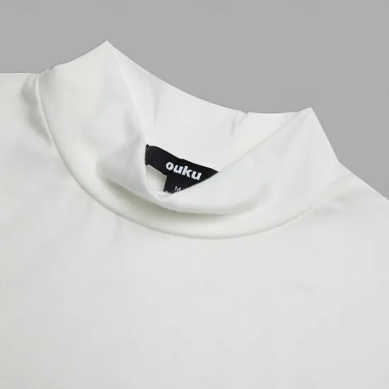 Outlet OUKU Men's T Shirt Mock Turtleneck Short Sleeves Turtleneck Stand Collar Summer Plain Designer Basic Modern Contemporary Vacation Street Going out Black White Blue Top Tee for Men