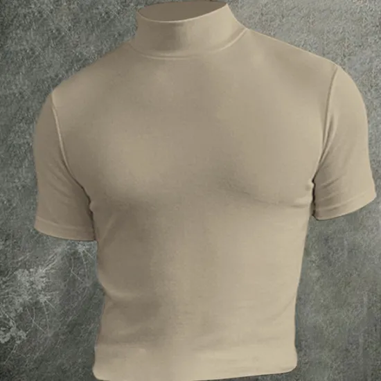 Outlet OUKU Men's T Shirt Mock Turtleneck Short Sleeves Turtleneck Stand Collar Summer Plain Designer Basic Modern Contemporary Vacation Street Going out Black White Blue Top Tee for Men