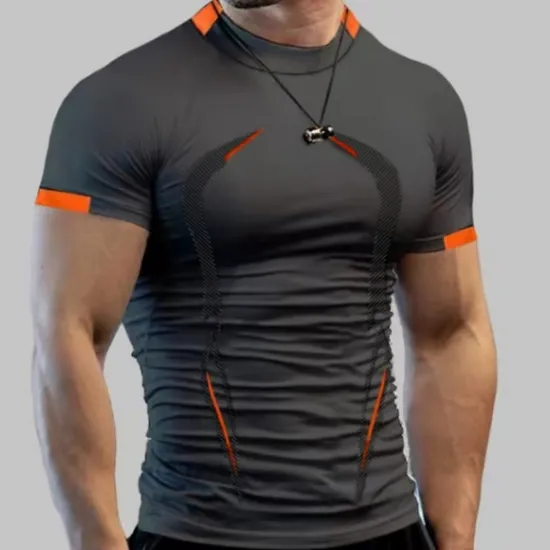 Best OUKU Men's T Shirt Moisture Wicking Shirts Short Sleeve Round Neck Spring, Fall, Winter, Summer Plain Muscle Athleisure Comfortable Sports Fitness Running Black White Navy Blue Top Tee for Men