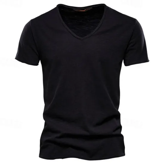 New OUKU Men's T Shirt Moisture Wicking Shirts Bamboo T-shirt Short Sleeve V Neck Summer Plain Sports Basic Casual Classic Style Casual Light Blue Black White Top Tee for Men