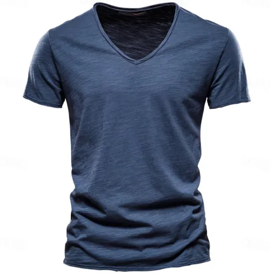 New OUKU Men's T Shirt Moisture Wicking Shirts Bamboo T-shirt Short Sleeve V Neck Summer Plain Sports Basic Casual Classic Style Casual Light Blue Black White Top Tee for Men