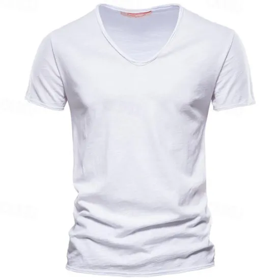 New OUKU Men's T Shirt Moisture Wicking Shirts Bamboo T-shirt Short Sleeve V Neck Summer Plain Sports Basic Casual Classic Style Casual Light Blue Black White Top Tee for Men