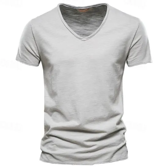 New OUKU Men's T Shirt Moisture Wicking Shirts Bamboo T-shirt Short Sleeve V Neck Summer Plain Sports Basic Casual Classic Style Casual Light Blue Black White Top Tee for Men