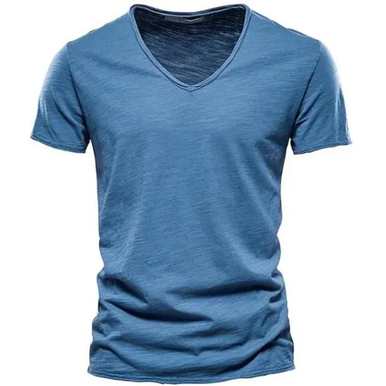 OUKU Men's T Shirt Moisture Wicking Shirts Short Sleeve V Neck Summer Plain Sports Basic Casual Classic Style Casual Navy Denim Blue Black Top Tee for Men