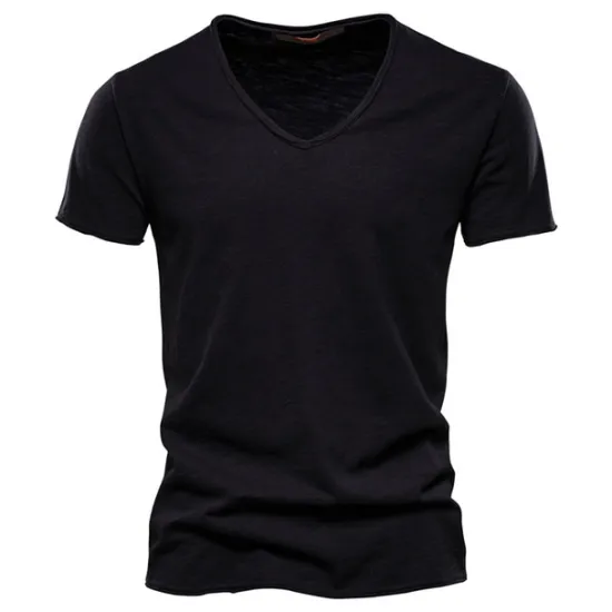 OUKU Men's T Shirt Moisture Wicking Shirts Short Sleeve V Neck Summer Plain Sports Basic Casual Classic Style Casual Navy Denim Blue Black Top Tee for Men
