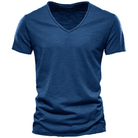 OUKU Men's T Shirt Moisture Wicking Shirts Short Sleeve V Neck Summer Plain Sports Basic Casual Classic Style Casual Navy Denim Blue Black Top Tee for Men