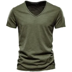OUKU Men's T Shirt Moisture Wicking Shirts Short Sleeve V Neck Summer Plain Sports Basic Casual Classic Style Casual Navy Denim Blue Black Top Tee for Men
