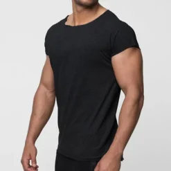 Sale OUKU Men's T Shirt Muscle Shirt Short Sleeve Crew Neck Summer Plain Fashion Classic Comfortable Classic Style Street Casual Sports Black Gray Top Tee for Men