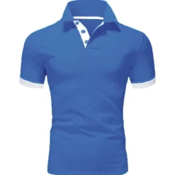 Hot OUKU Men's T Shirt Polo Shirts Street Casual Turndown Short Sleeve Casual Soft Solid Color Plain Spring, Fall, Winter, Summer Regular Fit Apple Green Golden yellow Lake blue Black White Pink T Shirt