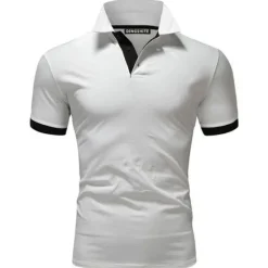 Hot OUKU Men's T Shirt Polo Shirts Street Casual Turndown Short Sleeve Casual Soft Solid Color Plain Spring, Fall, Winter, Summer Regular Fit Apple Green Golden yellow Lake blue Black White Pink T Shirt