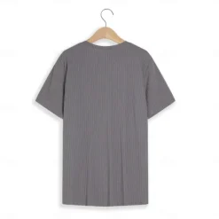 Sale OUKU Men's T Shirt Ribbed Knit tee Tee Top Short Sleeves V Neck Summer Plain Pit Strip Fashion Designer Basic Buttons Vacation Street Going out Black White Navy Blue Top Tee for Men