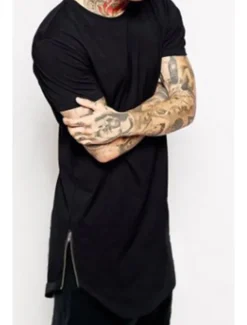 Outlet OUKU Men's T Shirt Short Sleeve Crew Neck Summer Plain Fashion Lightweight Big and Tall Vacation Casual Holiday Black White Top Tee for Men