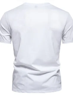 Hot OUKU Men's T Shirt Short Sleeve Crew Neck Summer Spring Geometric Knitwear Vacation Vintage Embroidered Embroidery School Training Outdoor Black White Light Green Top Tee for Men