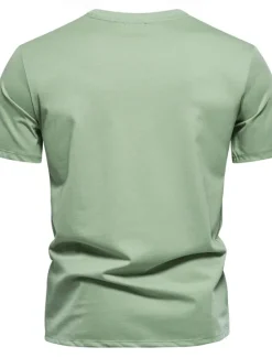 Hot OUKU Men's T Shirt Short Sleeve Crew Neck Summer Spring Geometric Knitwear Vacation Vintage Embroidered Embroidery School Training Outdoor Black White Light Green Top Tee for Men