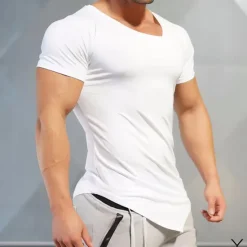 OUKU Men's T Shirt Short Sleeve V Neck Summer Plain Sports Fashion Lightweight Vacation Casual Holiday Black White Top Tee for Men