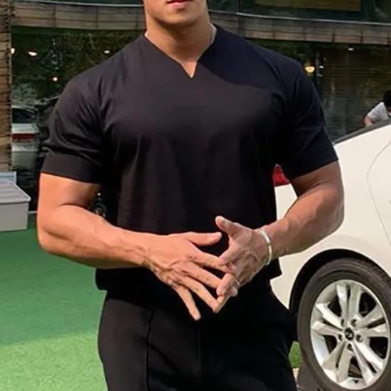 Best OUKU Men's T Shirt Short Sleeve V Neck Summer Plain Sports Fashion Lightweight Classic Style Vacation Casual Holiday Black White Pink Top Tee for Men