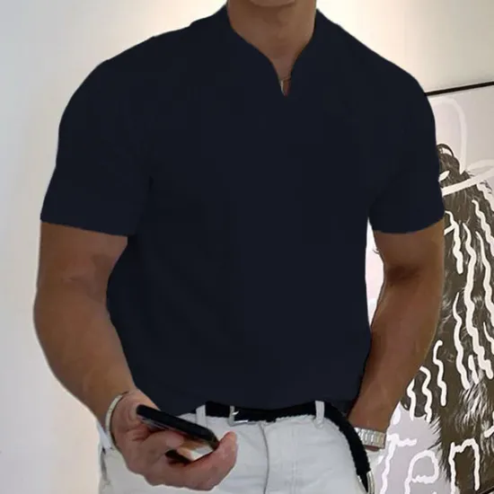 Best OUKU Men's T Shirt Short Sleeve V Neck Summer Plain Sports Fashion Lightweight Classic Style Vacation Casual Holiday Black White Pink Top Tee for Men