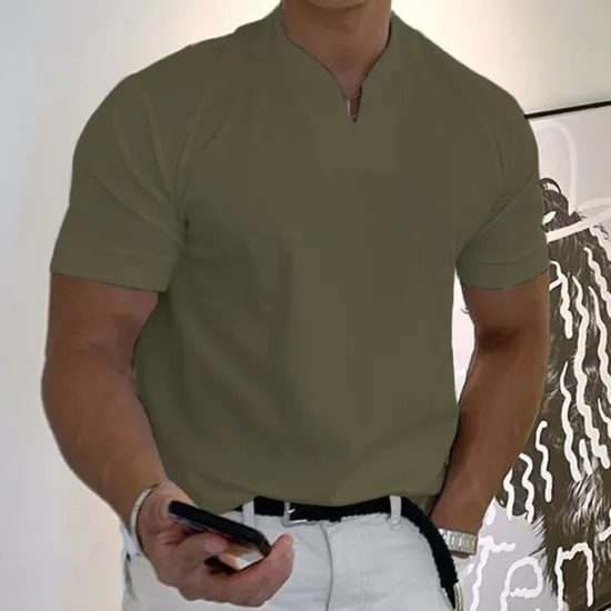 Best OUKU Men's T Shirt Short Sleeve V Neck Summer Plain Sports Fashion Lightweight Classic Style Vacation Casual Holiday Black White Pink Top Tee for Men