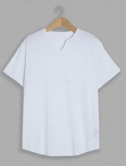 Discount OUKU Men's T Shirt Short Sleeves V Neck Summer Plain Streetwear Stylish Modern Style Vacation Going out Casual Daily Black White Pink Top Tee for Men
