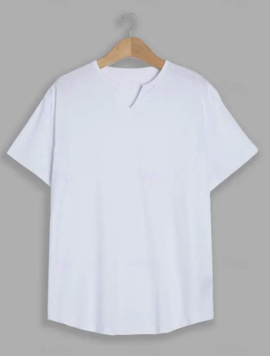 Discount OUKU Men's T Shirt Short Sleeves V Neck Summer Plain Streetwear Stylish Modern Style Vacation Going out Casual Daily Black White Pink Top Tee for Men