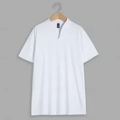 Online OUKU Men's T Shirt Short Sleeve Y Neck Summer Plain Sports Fashion Lightweight Classic Style Vacation Casual Holiday Light Blue Black White Top Tee for Men