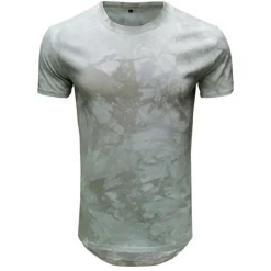 Hot OUKU Men's T Shirt Short Sleeve Crew Neck Summer Tie Dye Fashion Classic Comfortable Street Casual Sports Black Blue Dusty Blue Top Tee for Men