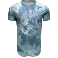 Hot OUKU Men's T Shirt Short Sleeve Crew Neck Summer Tie Dye Fashion Classic Comfortable Street Casual Sports Black Blue Dusty Blue Top Tee for Men