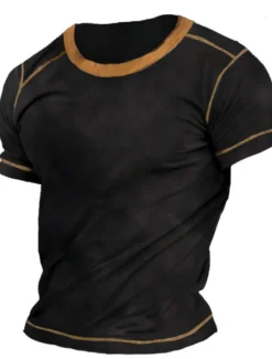 OUKU Men's T Shirt Short Sleeves Crew Neck Summer Plain / Solid Designer Basic Modern Contemporary Vacation Street Going out Black Brown Grey Top Tee for Men