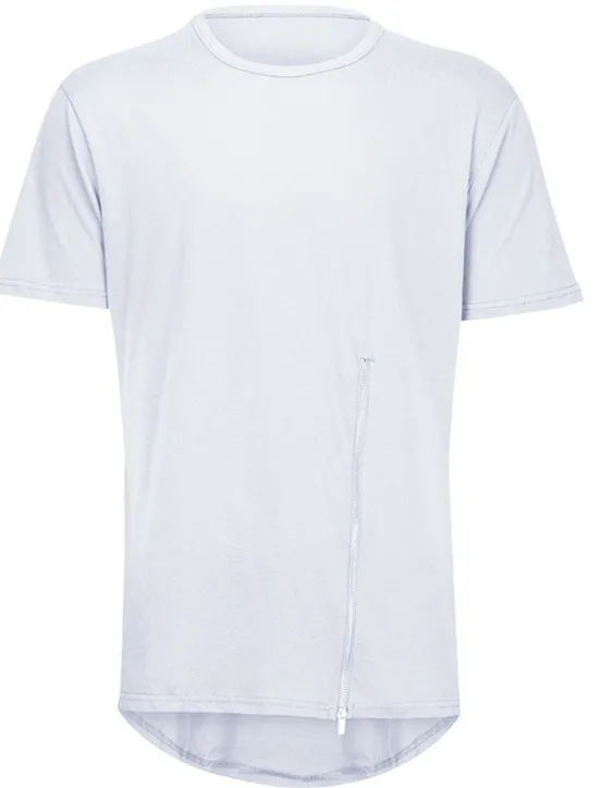 OUKU Men's T Shirt Short Sleeve Crew Neck Summer Plain Fashion Lightweight Muscle Zipper Asymmetric Vacation Casual Holiday Black White Top Tee for Men