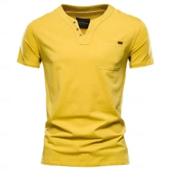New OUKU Men's T Shirt Short Sleeve V Neck Summer All Seasons Solid Color Daily Casual Daily Casual Pocket V Neck Vacation Causal Casual Light Blue Black White Top Tee for Men