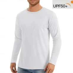 New OUKU Men's T Shirt Sun Protection T-shirts Long Sleeve Crew Neck Summer Spring & Fall Solid Color Active Crewneck Outdoor Casual Athleisure Dark Grey Navy Black Top Tee for Men
