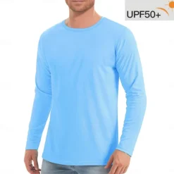 New OUKU Men's T Shirt Sun Protection T-shirts Long Sleeve Crew Neck Summer Spring & Fall Solid Color Active Crewneck Outdoor Casual Athleisure Dark Grey Navy Black Top Tee for Men