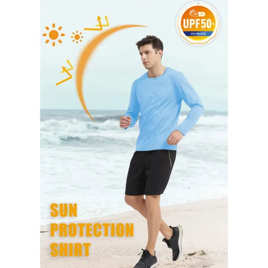 New OUKU Men's T Shirt Sun Protection T-shirts Long Sleeve Crew Neck Summer Spring & Fall Solid Color Active Crewneck Outdoor Casual Athleisure Dark Grey Navy Black Top Tee for Men