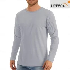 New OUKU Men's T Shirt Sun Protection T-shirts Long Sleeve Crew Neck Summer Spring & Fall Solid Color Active Crewneck Outdoor Casual Athleisure Dark Grey Navy Black Top Tee for Men