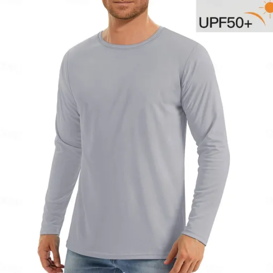New OUKU Men's T Shirt Sun Protection T-shirts Long Sleeve Crew Neck Summer Spring & Fall Solid Color Active Crewneck Outdoor Casual Athleisure Dark Grey Navy Black Top Tee for Men