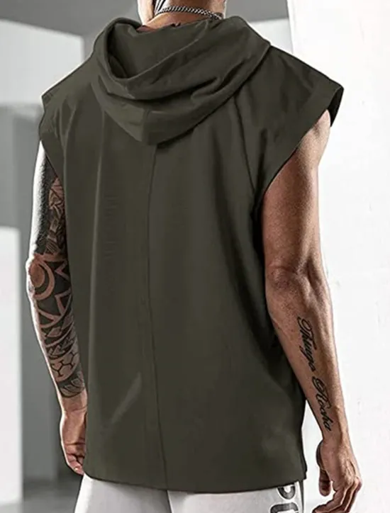 Best OUKU Men's T Shirt Tank Top Hoodie Short Sleeve Hooded Summer Plain Fashion Classic Casual Outdoor Street Casual Black White Army Green Top Tee for Men