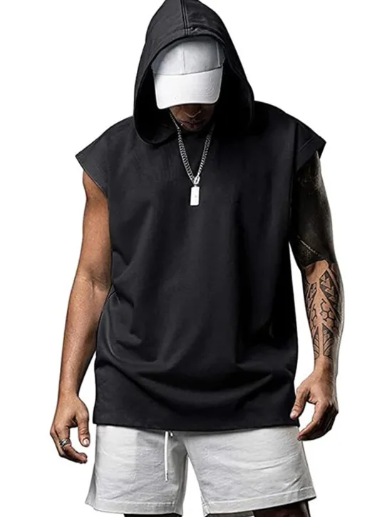 Best OUKU Men's T Shirt Tank Top Hoodie Short Sleeve Hooded Summer Plain Fashion Classic Casual Outdoor Street Casual Black White Army Green Top Tee for Men