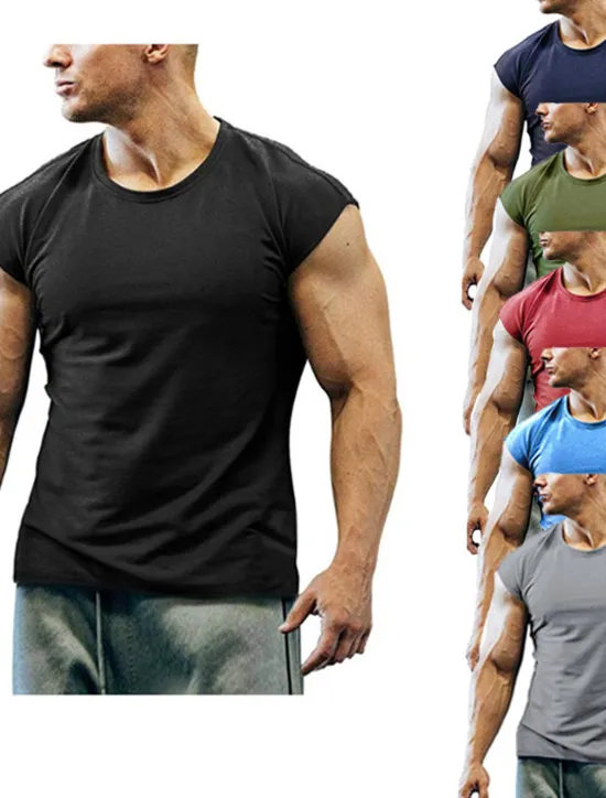 Discount OUKU Men's T Shirt Tank Top Moisture Wicking Shirts Sleeveless Crew Neck Summer Plain Sports Fashion Lightweight Vacation Casual Holiday Black White Army Green Top Tee for Men