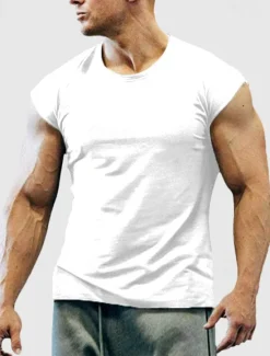 Discount OUKU Men's T Shirt Tank Top Moisture Wicking Shirts Sleeveless Crew Neck Summer Plain Sports Fashion Lightweight Vacation Casual Holiday Black White Army Green Top Tee for Men