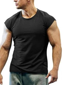 Discount OUKU Men's T Shirt Tank Top Moisture Wicking Shirts Sleeveless Crew Neck Summer Plain Sports Fashion Lightweight Vacation Casual Holiday Black White Army Green Top Tee for Men