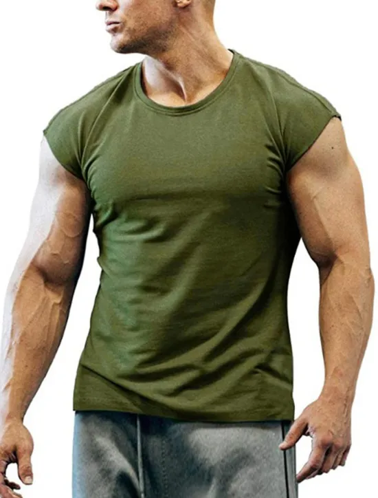 Discount OUKU Men's T Shirt Tank Top Moisture Wicking Shirts Sleeveless Crew Neck Summer Plain Sports Fashion Lightweight Vacation Casual Holiday Black White Army Green Top Tee for Men