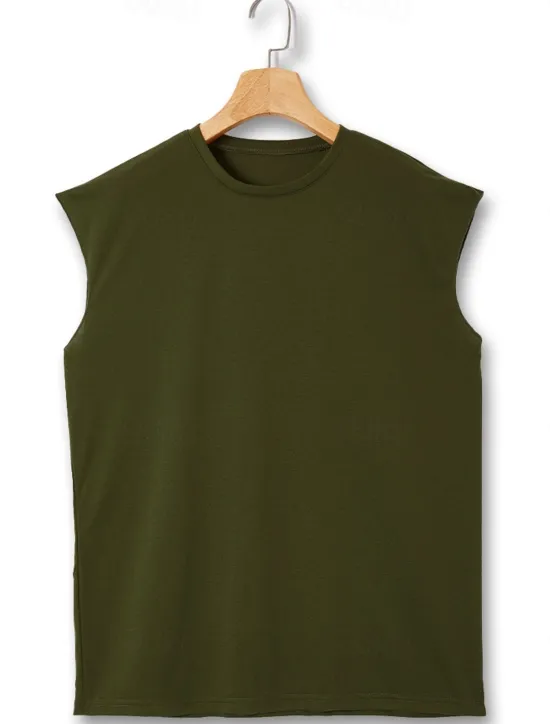 Discount OUKU Men's T Shirt Tank Top Moisture Wicking Shirts Sleeveless Crew Neck Summer Plain Sports Fashion Lightweight Vacation Casual Holiday Black White Army Green Top Tee for Men