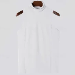 Outlet OUKU Men's T Shirt Tank Top Turtleneck shirt Sleeveless Turtleneck Summer Solid Color Pit Strip Fashion Designer Muscle Ribbed Outdoor Dailywear Black White Top Tee for Men