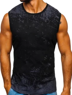 Hot OUKU Men's T Shirt Tank Top Vest Top Undershirt Sleeveless Crew Neck Summer Graphic Color Block Sports Fashion Lightweight Print Vacation Casual Holiday Black White Red Top Tee for Men