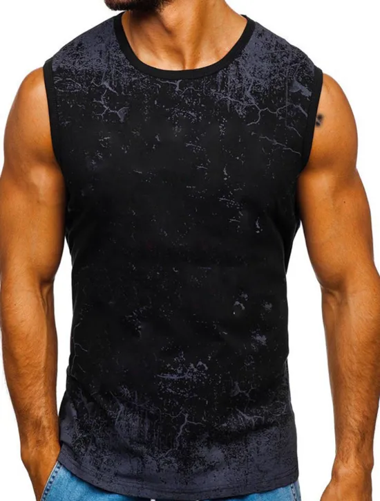 Hot OUKU Men's T Shirt Tank Top Vest Top Undershirt Sleeveless Crew Neck Summer Graphic Color Block Sports Fashion Lightweight Print Vacation Casual Holiday Black White Red Top Tee for Men