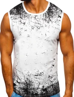 Hot OUKU Men's T Shirt Tank Top Vest Top Undershirt Sleeveless Crew Neck Summer Graphic Color Block Sports Fashion Lightweight Print Vacation Casual Holiday Black White Red Top Tee for Men